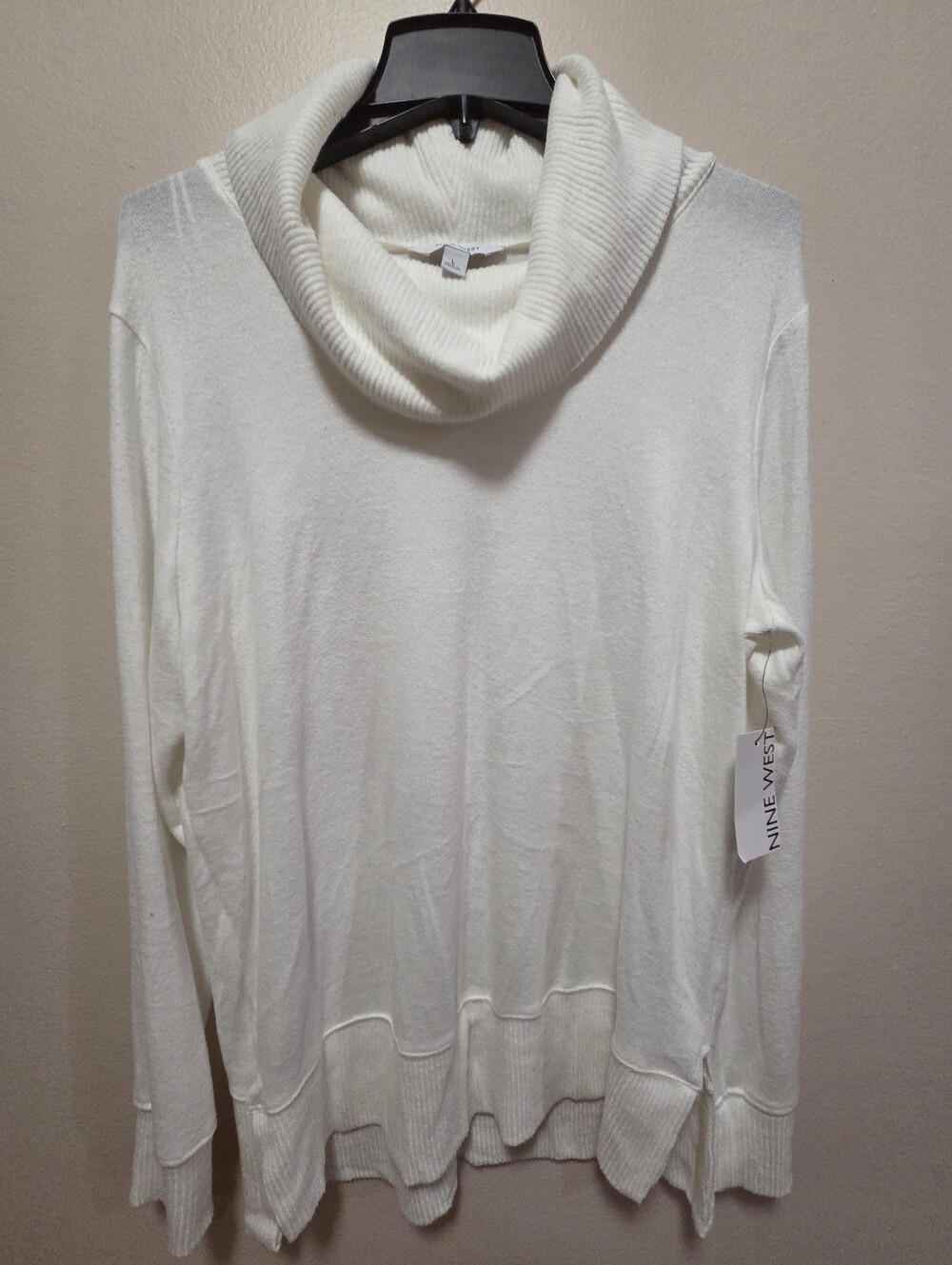 Women's White Cowl Neck Sweater